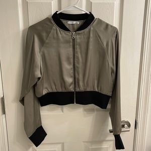Silk Zara Cropped Bomber Jacket